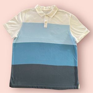 Banana Republic pique white and blue polo size large men’s